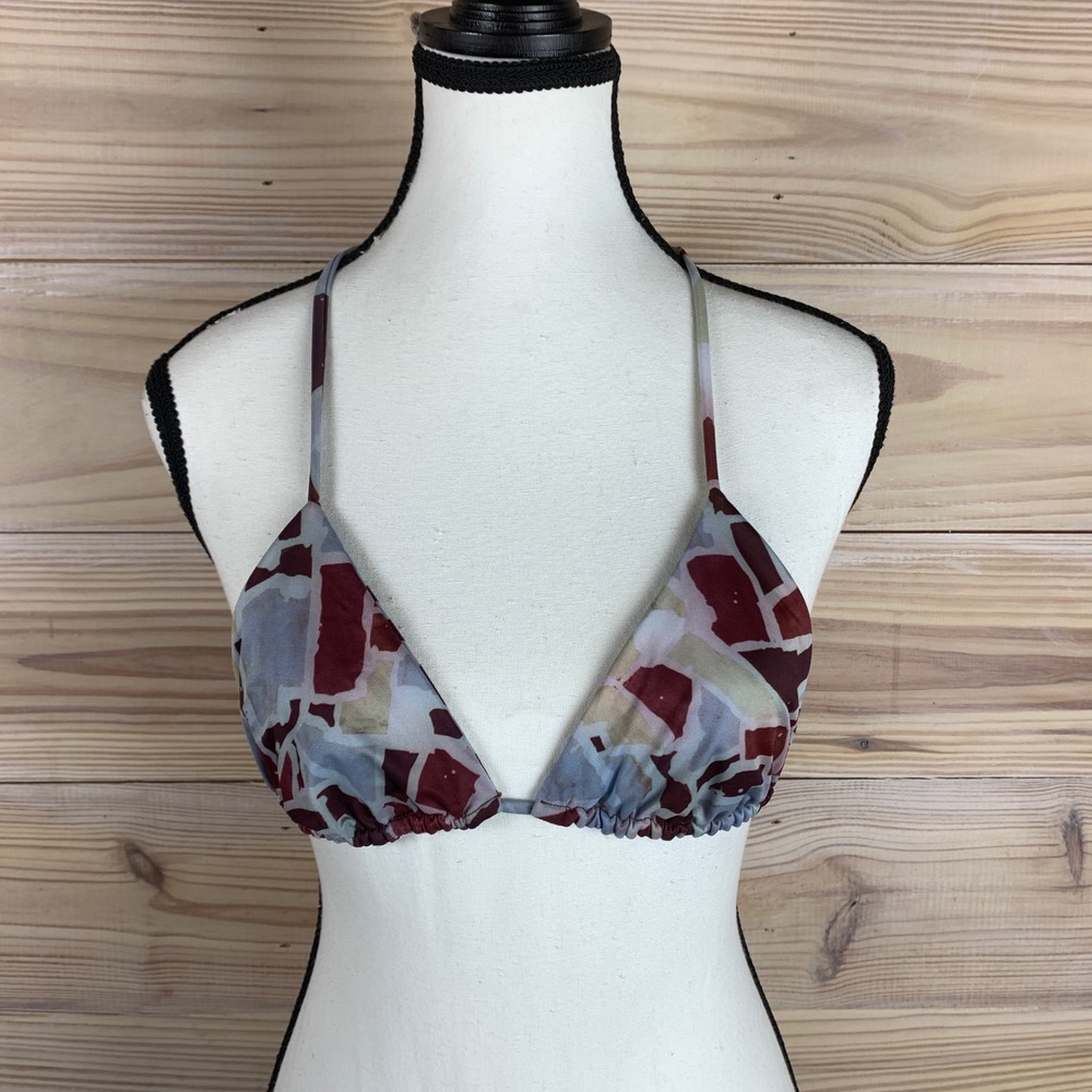 Inamorata Orpheus Mosaic Geometric Triangle String Bikini Top Swim